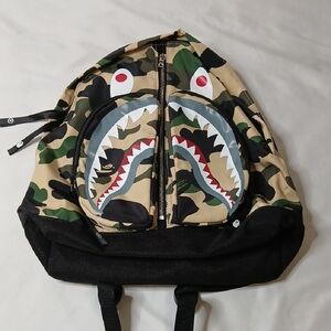 Bape Camo Shark Backpack - Green/Beige/Black